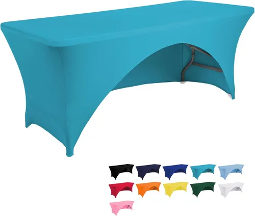 Miniatura 8 de Jeloris Mantel rectangular de elastano con parte trasera abierta (5 pies, negro) ajustado, lavable, sin arrugas, elástico y elástico para mesa
