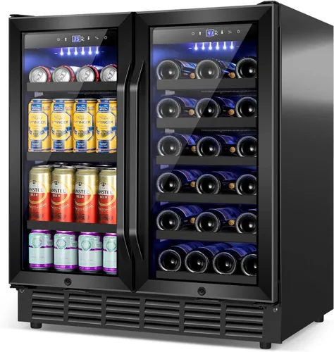 Miniatura 19 de Velivi Mini refrigerador con puerta de cristal, nevera pequeña, escritorio, enfriador de bebidas para bebidas de cerveza, 1.4 pies cúbicos
