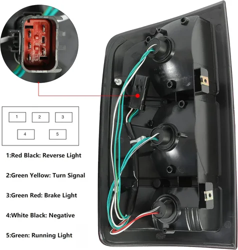 Miniatura 8 de ECOTRIC Par de luces traseras compatibles con Dodge Ram 1500 2002-2006/Ram 2500 3500 2003-2006 Luz de señal de giro de luz trasera de repuesto