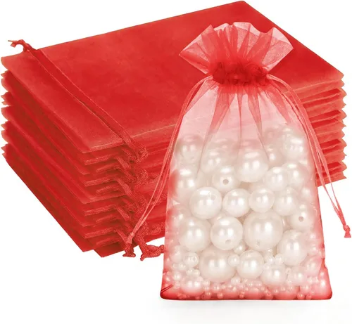 Miniatura 15 de G2PLUS Bolsas de organza con cordón de 4 x 6 pulgadas, 100 bolsas de organza azul aguamarina, bolsas de malla transparente para joyas, bolsa
