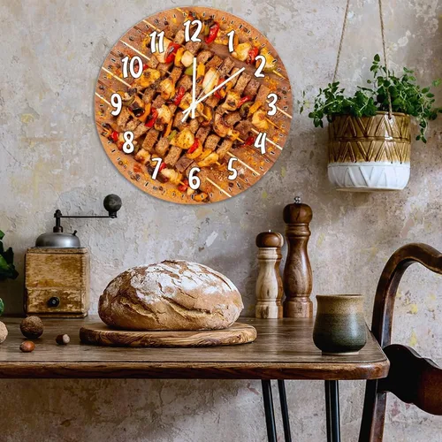 Miniatura 5 de Reloj de pared colgante de carne para barbacoa, sin tictac, para decoración de cocina, cocina, cocina, cocina, cocina, decoración de pared