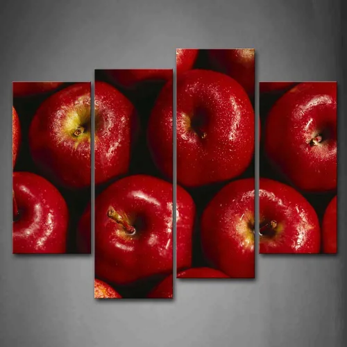 Manzana roja con gota de agua, pintura artística de pared, imágenes impresas en lienzo comida la imagen para decoración moderna del hogar