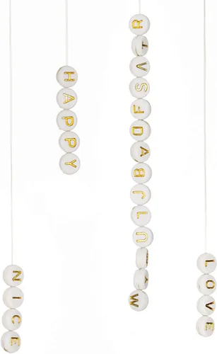 Miniatura 3 de 500 pulseras acrílicas de letras del alfabeto, oro sobre blanco, para hacer joyas (dorado y blanco) (dorado)