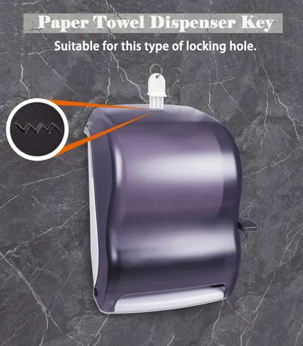 Miniatura 2 de Paquete de 5 llaves dispensadoras de papel higiénico universal de plástico duro para dispensadores de toallas de papel y jabón, 2 llaveros incluidos