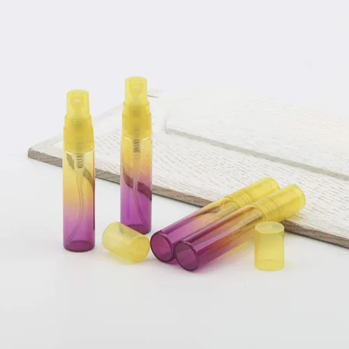Miniatura 7 de Juego de 10 botellas pulverizadoras de muestra, botellas de vidrio vacías de 0.17 onzas líquidas con embudo, pequeños frascos rociadores Gradiente
