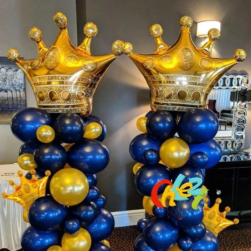 Miniatura 5 de 14 globos de corona de papel de aluminio dorado para cumpleaños, bodas, fiestas, baby shower, decoraciones 4 gigantes y 10 miniaturas