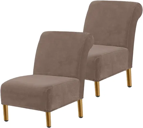 Miniatura 28 de Funda para silla decorativa sin brazos, de terciopelo elástico, extraíble, lavable, protector moderno de muebles con parte inferior elástica