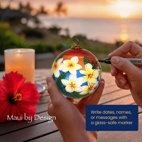 Miniatura 7 de Adorno coleccionable pintado a mano de Hawaii Sunset Sky Plumeria con caja de regalo SSP/H Cielo al atardecer de Hawaii