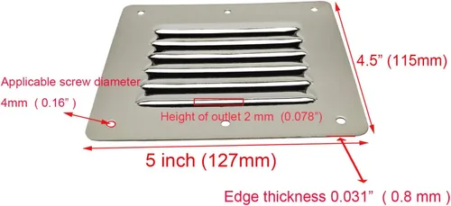Miniatura 2 de Cubierta de rejilla de ventilación de cabina de barco, rejilla de ventilación de 4-1/2 x 5 pulgadas, cubierta de panel de ventilación de aire