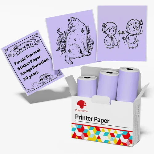 Miniatura 14 de Phomemo Papel adhesivo blanco - para mini impresora Phomemo T02/T02Pro/Q02E/M02X/Y02C/Q02, para notas de estudio, fotos, bricolaje, calcomanías