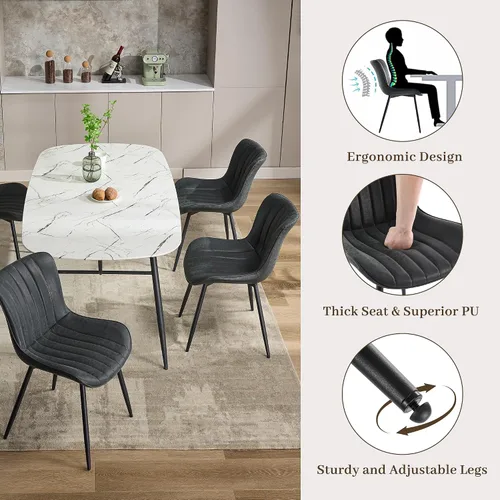 Miniatura 3 de GarveeHome Juego de 2 sillas de comedor tapizadas, sillas de cocina de cuero con patas de metal, sillas de comedor modernas de mediados de siglo