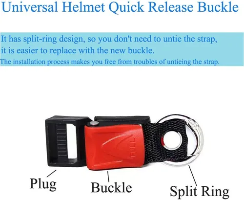Miniatura 5 de Juego de 2 hebillas de liberación rápida para casco de ciclismo con anillos tóricos abiertos para casco de bicicleta, adaptador de correa