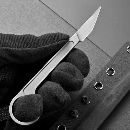 Miniatura 6 de CCanku C1104 - Cuchillo de hoja fija D2 con mango de acero inoxidable para supervivencia, herramienta EDC, camping al aire libre con funda K plateado