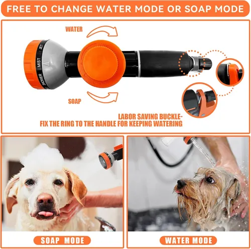 Miniatura 7 de Accesorio de ducha para perros con dispensador de jabón, accesorio de manguera de lavado de perros mejorado para baño de mascotas, rociador