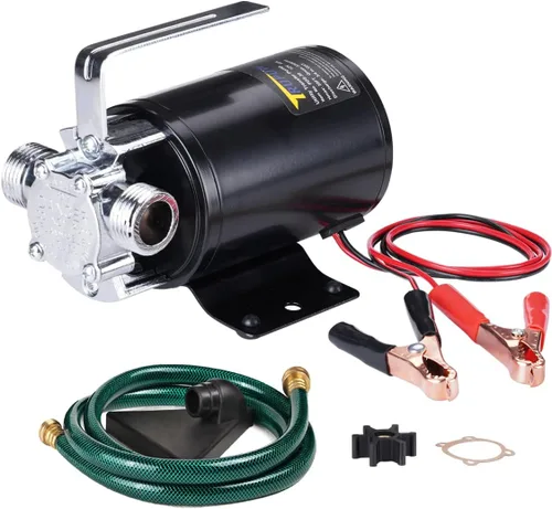 Trupow DC 12-Volt 1/10HP 330GPH, alimentada por batería, mini bomba de agua de transferencia de sumidero eléctrico portátil con kit de manguera de