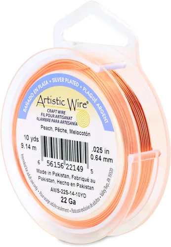 Miniatura 179 de Artistic Wire, alambre para manualidades de calibre 22 bañado en plata, resistente a las manchas, color cobre, blanco, 9,1 m