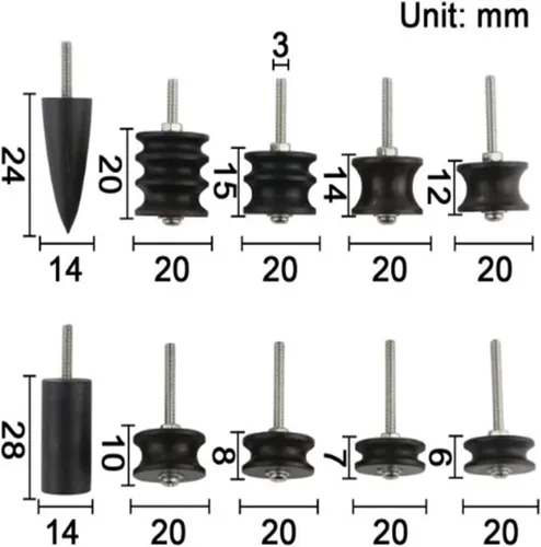 Miniatura 2 de Bruñidor de cuero de madera de ébano negro de 10 pies, punta puntiaguda, herramienta de pulido de cuero, abrillantador de bordes, cabezal pulido
