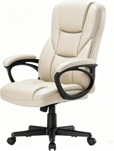 Shahoo Ergonomic Office Chair Executive Adjustable Desk Chair with Flip-up Armrests PU Leather Swivel Computer Chair for Home Office Gaming, Lumbar