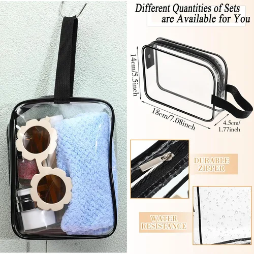 Miniatura 4 de Silkfly Clear Toiletry Bag PVC Travel Cosmetic Bag with Handle Strap Makeup Pouch with Zipper Summer Vacation Salon Graduation Gift End of the Year