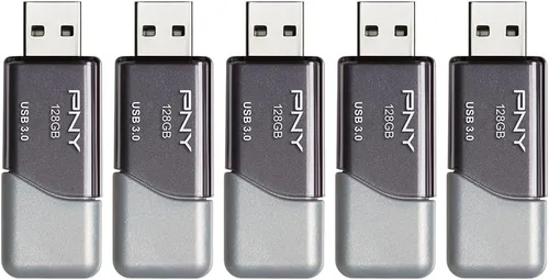 Miniatura 3 de PNY Paquete de 5 unidades flash Turbo Attaché 3 USB 3.0 de 128 GB – Gris, P-FD128X5TBOP-MP, 100MB/s, ligero y duradero, almacenamiento