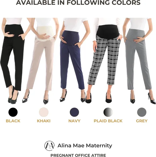Miniatura 8 de Pantalones de maternidad cómodos elásticos para mujer, pantalones capri casuales de embarazo para el trabajo