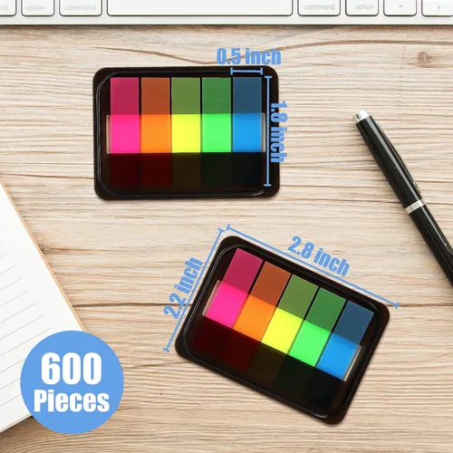 Miniatura 2 de 600 pestañas adhesivas para índice de página, pestañas adhesivas transparentes para anotar libros, pestañas adhesivas de neón, pestañas de índice