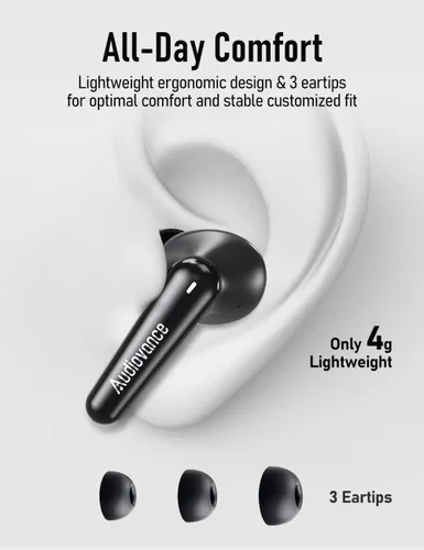 Miniatura 5 de Audiovance Euphony 301 - Auriculares inalámbricos Bluetooth para iPhone y Android, auriculares inalámbricos de sonido premium (EU301)