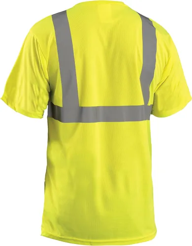 Miniatura 3 de OccuNomix LUX-SSETP2B-YXL-PK03 Camiseta clásica estándar de alta visibilidad de manga corta con textura ojo de pájaro absorbente con bolsillo, clase