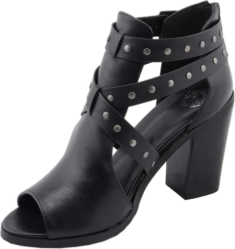 Miniatura 7 de Milwaukee Leather MBL9454 Sandalias de tacón negro con correa tachonada con tacón de plataforma para mujer