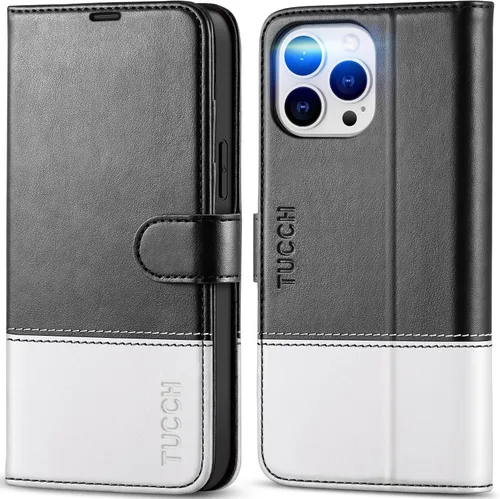 Miniatura 14 de TUCCH Funda tipo cartera para iPhone 13 Pro Max, con bloqueo RFID, ranura para tarjetas y soporte [funda interior de TPU a prueba de impactos], Azul