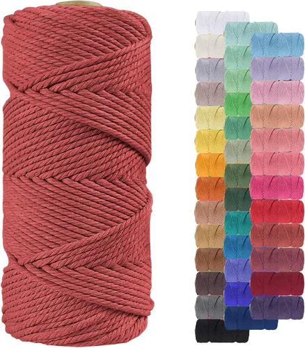 Miniatura 47 de Cuerda de macramé de 0.079 in para 219 yardas, cuerda de algodón natural para manualidades, hilo de cuerda de macramé de colores para colgar