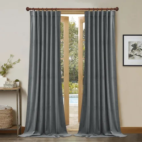 Miniatura 31 de StangH Cortinas de terciopelo súper suaves con pestaña trasera, cortinas azul marino para puerta corredera, decoración de lujo, cortinas opacas