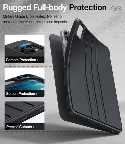 Miniatura 5 de TORRAS Funda para iPad Air de 11 pulgadas M2 2024, iPad Air de 6ª/5ª/4ª generación con soporte para lápices, apagado y encendido automático, funda