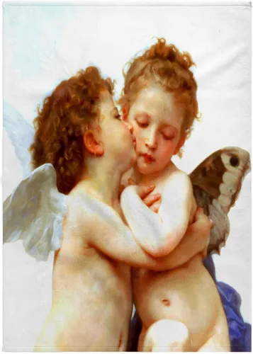Miniatura 8 de 3D Rose Cupid and Psyche As Children 1890-L Amour Enfants-Bouguereau-Baby Angel Cherubs Kiss-Toalla clásica, 15 x 22 pulgadas, multicolor