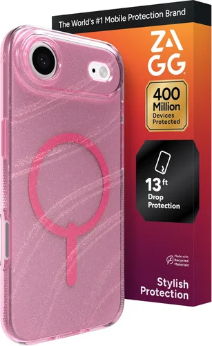 Miniatura 23 de ZAGG Milan Snap Case - Funda para iPhone 16 Plus, purpurina rosa, compatible con MagSafe, protección contra caídas de 13 pies, materiales Destellos