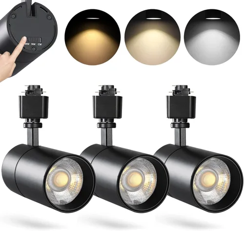 Miniatura 11 de VANoopee Cabezales de iluminación de pista de 3 colores en 1 de 20 W H, regulables, sin parpadeo, accesorios de iluminación LED brillantes para Negro