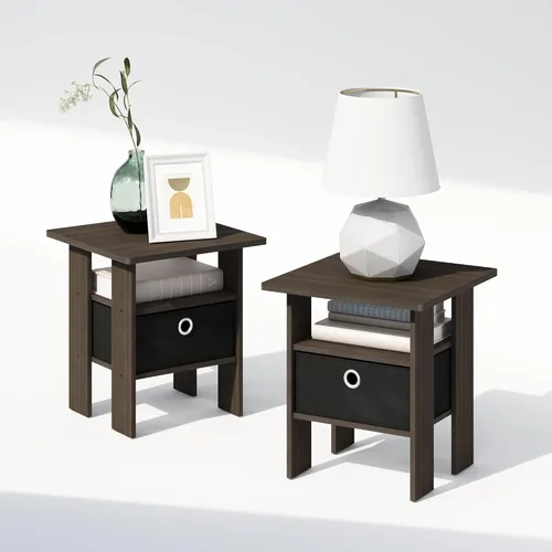Miniatura 15 de Mesa de noche con cajón Furinno, Madera Roble francés