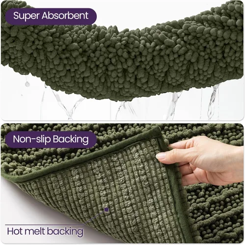 Miniatura 7 de DEXI - Alfombra de baño de 16 x 24 pulgadas, super suave y gruesa de felpilla absorbente, antideslizante, lavable a máquina, de microfibra esponjosa