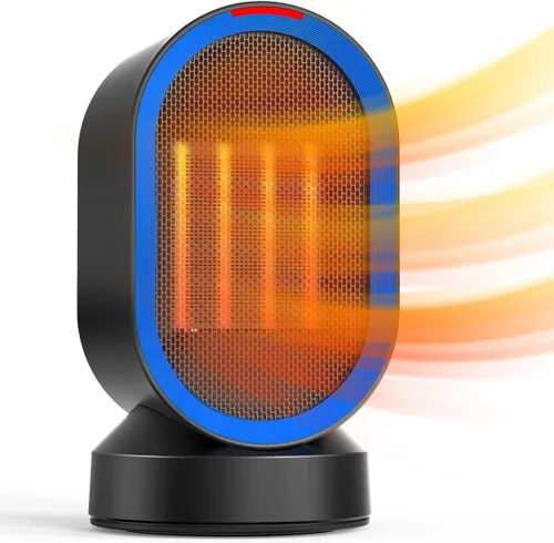 TABYIK Calentador de espacio eléctrico para uso en interiores, pequeño calentador portátil oscilante de 45 ° para dormitorio, oficina en casa