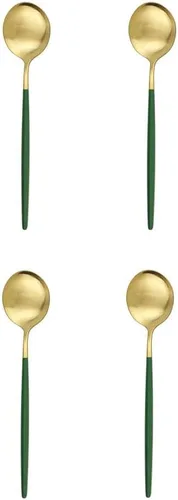 Miniatura 18 de Cuchara de té mate, cubiertos de acero inoxidable para café, vajilla pequeña agitadora de 5.11 pulgadas, color negro
