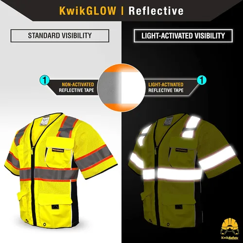 Miniatura 3 de KwikSafety - Charlotte, NC - Men's & Women's Class 3 Safety Vest PPE Hi Vis Reflective ANSI OSHA Amarillo Paquete de 2 (Ahorre 5%)