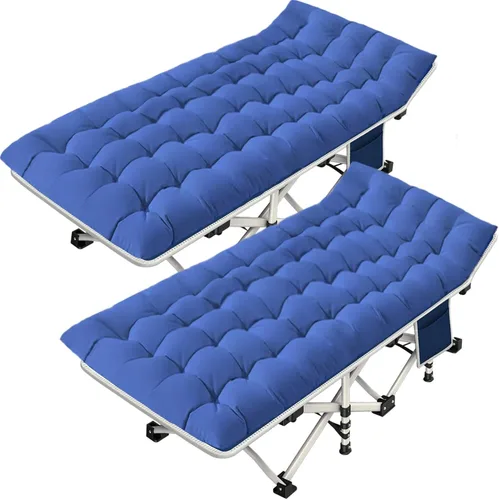 Paquete de 2 catres de camping con colchón, cama cómoda, catre plegable, catres resistentes para dormir con bolsa de transporte para adultos y