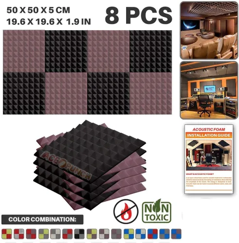 Miniatura 10 de ACE Punch 8 Pack Pirámide Espuma acústica Panel de bricolaje Design Studio Insonorización Azulejos de pared Aislamiento Acústico con pestañas