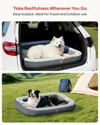 Miniatura 3 de QPAU Cama inflable para perros de 47 pulgadas para viajes en casa y al aire libre, colchón para mascotas para perros pequeños, medianos y grandes