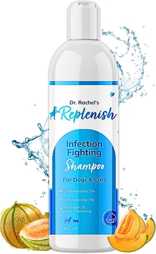Replenish Champú antipicazón para perros, champú antiséptico medicado para tratamiento de irritación de la piel y alivio de la picazón en la piel,
