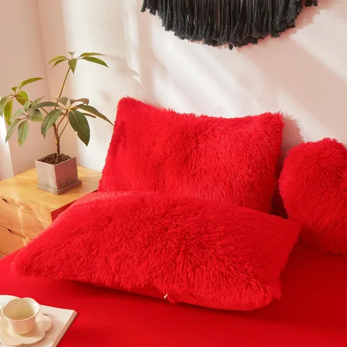 Miniatura 10 de Besfunny Juego de 2 fundas de almohada de pelo sintético negro, mullidas y peludas para decoración de dormitorio, fundas de almohada negras suaves