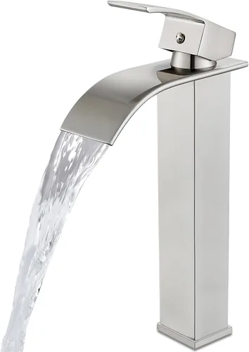 Miniatura 14 de Midanya Grifo de baño con boquilla de cascada de una sola manija, grifo de lavabo de baño de 1 agujero, moderno grifo de lavabo de lavabo de RV