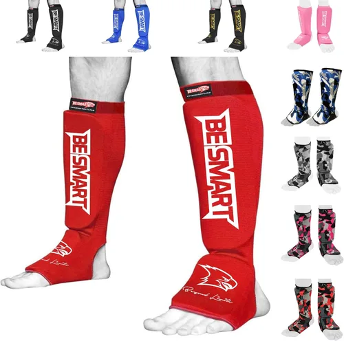Miniatura 15 de Be Smart Espinilleras de Muay Thai MMA Kickboxing para Niños, Adultos, Jóvenes, Hombres y Mujeres, Protector de Empeine para Entrenamiento, Equipo
