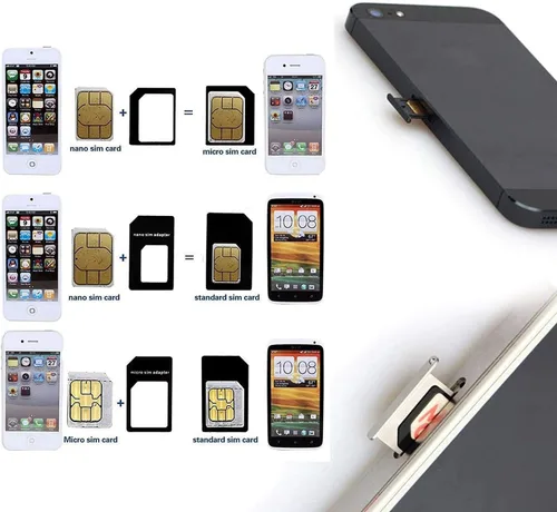 Miniatura 4 de Nuevo adaptador Nano y Micro Sim con aguja de pasador de expulsión - Paquete de 10
