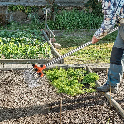 Miniatura 3 de BARAYSTUS Cultivador Rotativo de Jardín Motoazada Ajustable de Acero Inoxidable Manzón de Mano para Mezcla de Suelo o Resembrado de Césped Motoazada